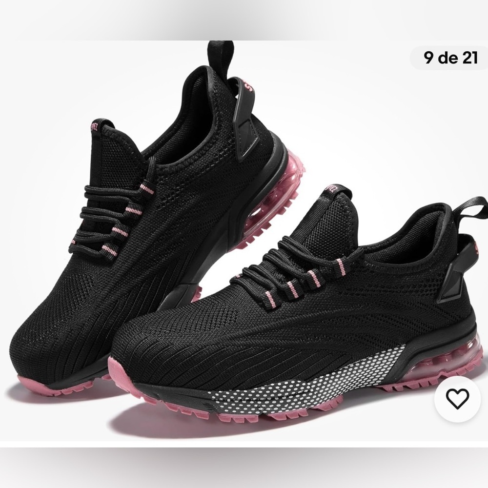 Elegant Black and Pink Women's Sneakers size W9/M7.5 (#54)